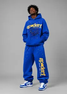 Model in Spider Worldwide Sweatsuit Blue